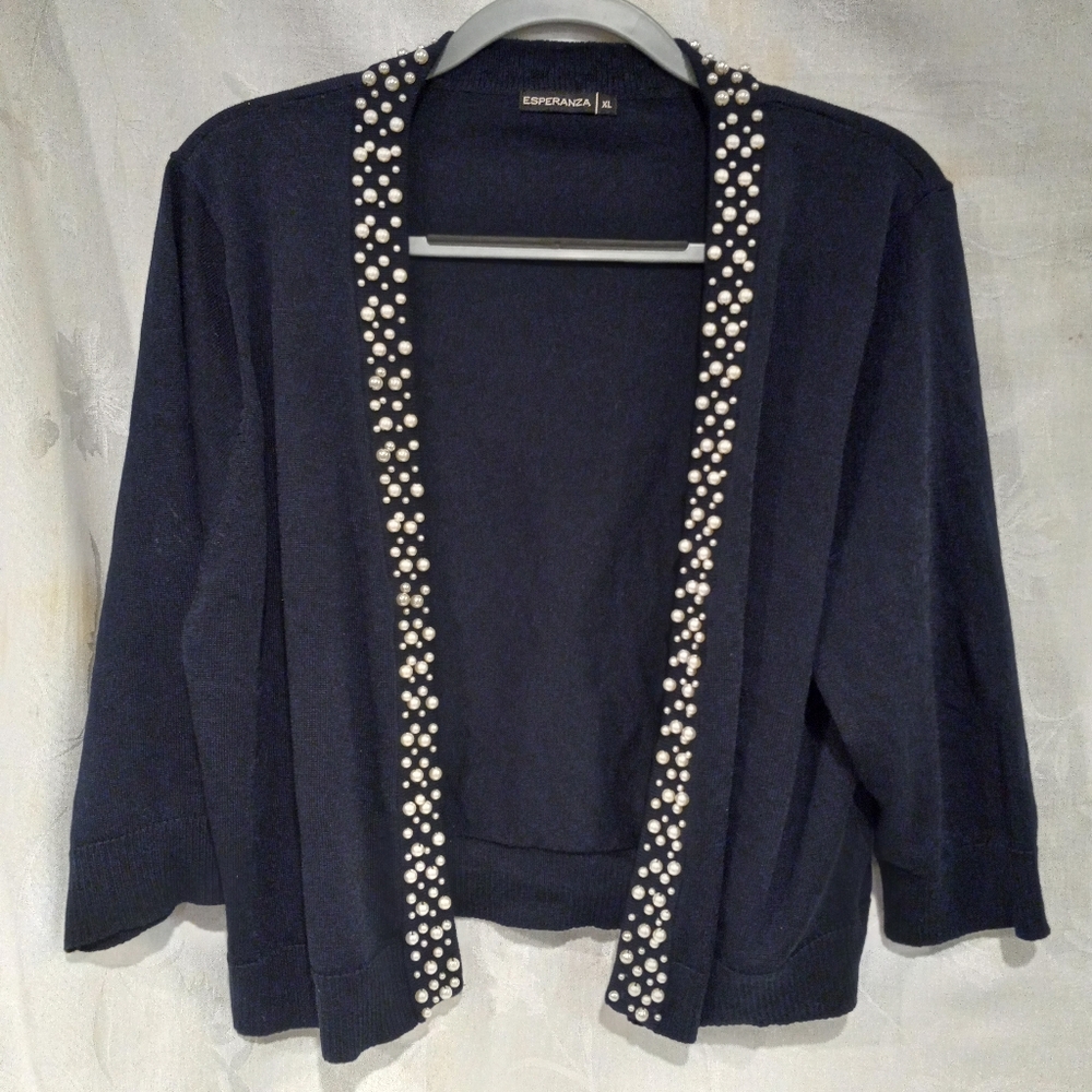 Esperanza open front 3/4 sleeve Blazer jacket sweater top size XL